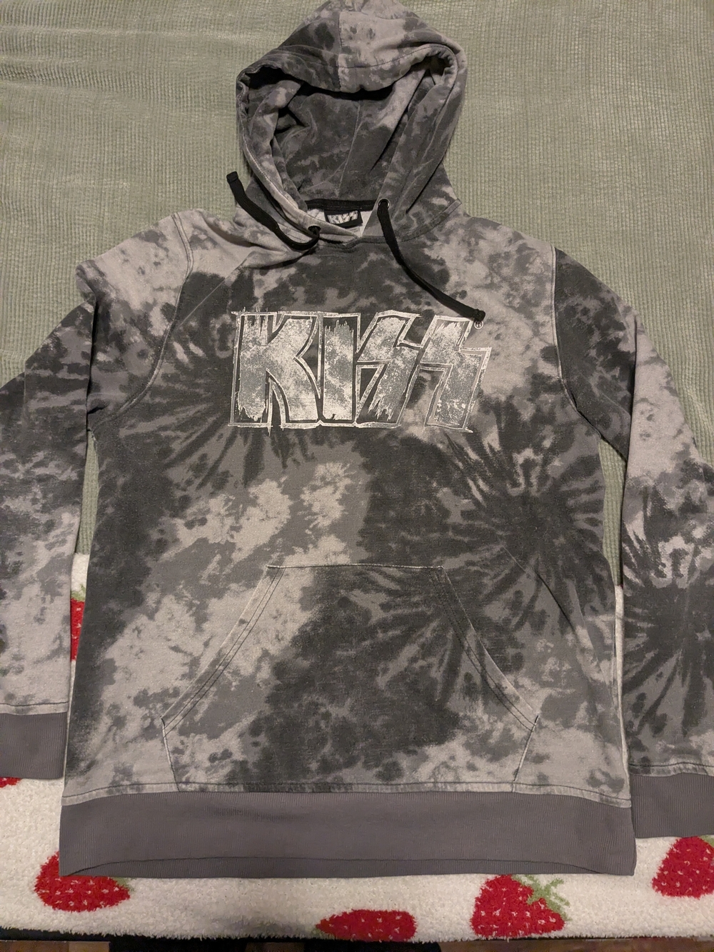 KISS Men's Gray Tie-Dye Pullover Hoodie Size Medium